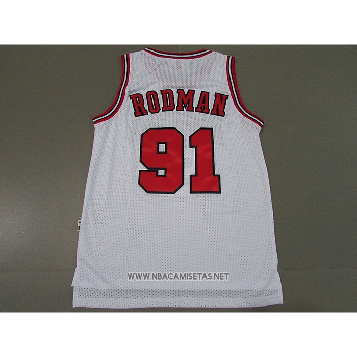 Camiseta Chicago Bulls Dennis Rodman NO 91 Mitchell & Ness 1997-98 Blanco